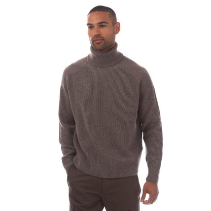 Front - Boss Mens C Evento Chunky Knit Roll Neck Sweater Top