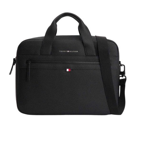 Front - Tommy Hilfiger Faux Leather Laptop Bag