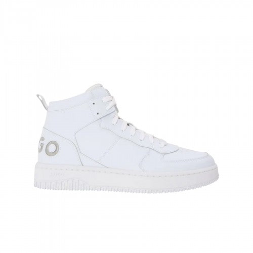 Front - Hugo Mens Kilian Hito BLub Leather High Top Trainers