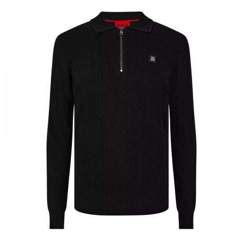 Front - Hugo Mens Sastoro Ribbed Casual Top