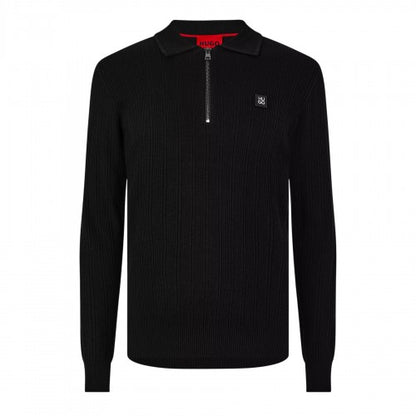 Front - Hugo Mens Sastoro Ribbed Casual Top