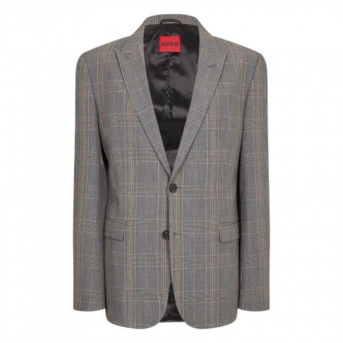 Front - Hugo Mens Plaid Flap Pocket Regular Blazer