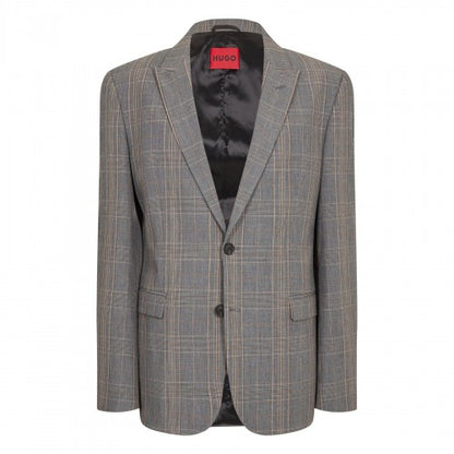 Front - Hugo Mens Plaid Flap Pocket Regular Blazer