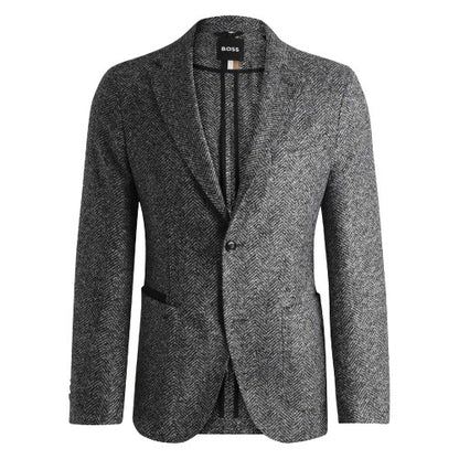 Front - Boss Mens Herringbone Lapel Collar Blazer