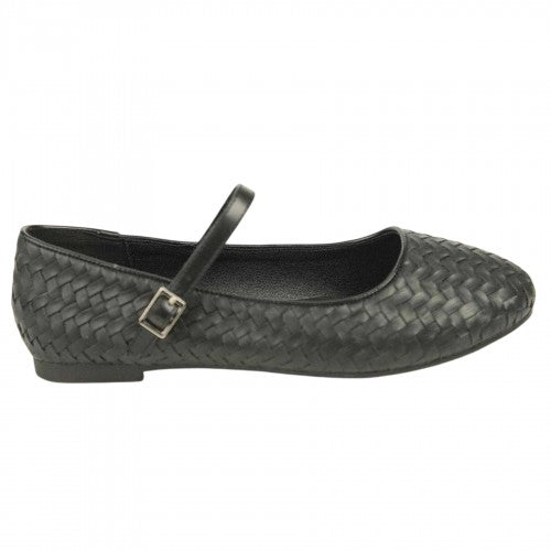 Front - Where´s That From Womens/Ladies Basket Weave Flat Mary Janes