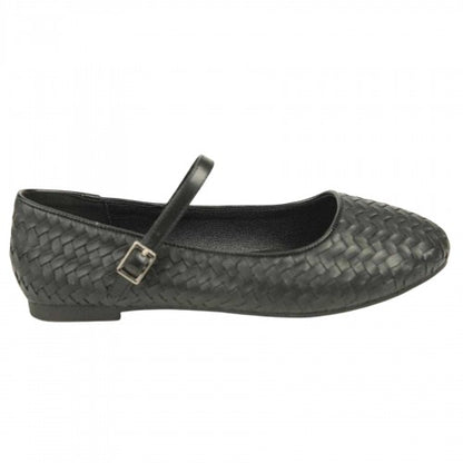 Front - Where´s That From Womens/Ladies Basket Weave Flat Mary Janes