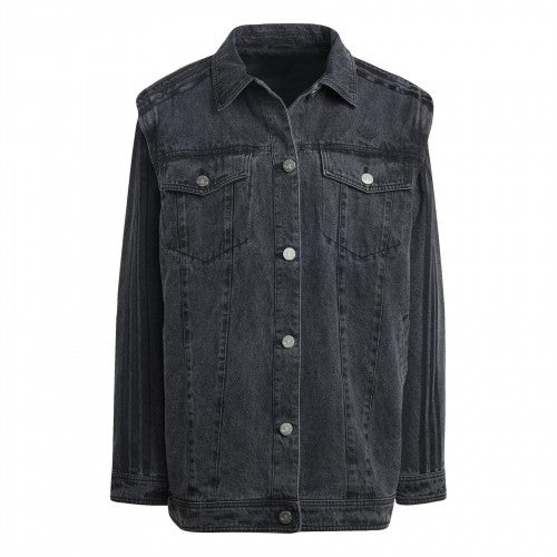Front - Adidas Womens/Ladies Originals 3 Stripes Denim Oversized Overshirt