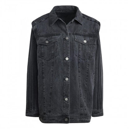 Front - Adidas Womens/Ladies Originals 3 Stripes Denim Oversized Overshirt