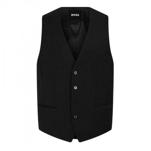 Front - Boss Mens Textured Slim Sleeveless Waistcoat