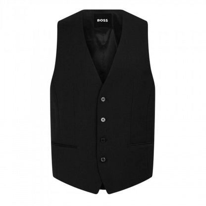 Front - Boss Mens Textured Slim Sleeveless Waistcoat