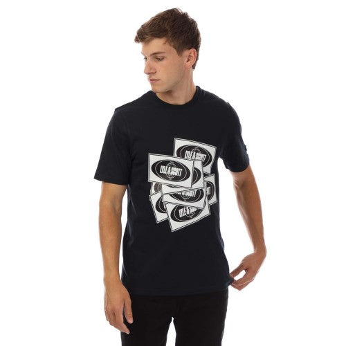 Front - Lyle & Scott Mens Football Sticker T-Shirt