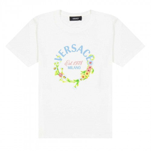 Front - Versace Childrens/Kids Flower Logo T-Shirt