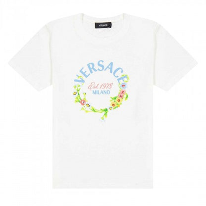 Front - Versace Childrens/Kids Flower Logo T-Shirt