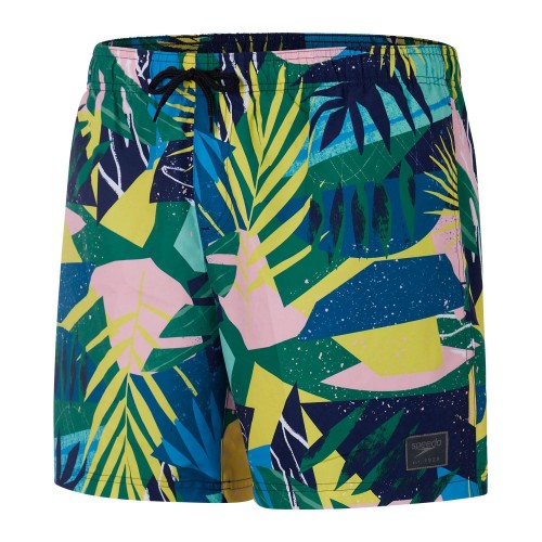 Front - Speedo Mens Leisure Leaf Print Swim Shorts
