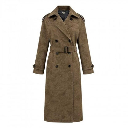 Front - Biba Womens/Ladies Suede Long-Sleeved Trench Coat