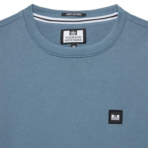 Front - Weekend Offender Mens Ferrer Badge Crew Neck Sweatshirt