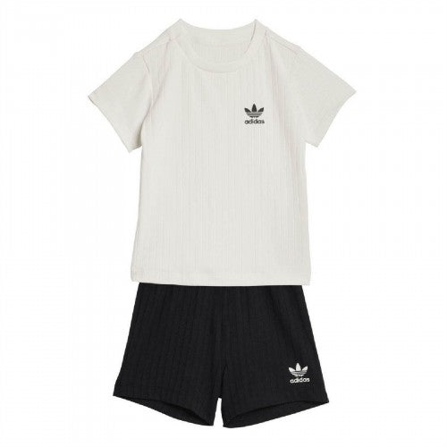 Front - Adidas Baby Short Sleeved T Shirt And Shorts Set
