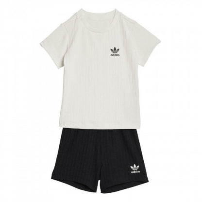 Front - Adidas Baby Short Sleeved T Shirt And Shorts Set