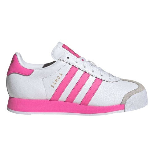 Front - Adidas Juniors Samoa 3 Stripes Leather Low Top Walking Shoes