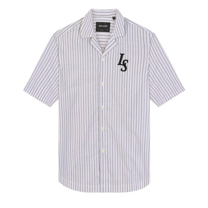 Front - Lyle & Scott Mens Pinstripe Revere Collar Shirt