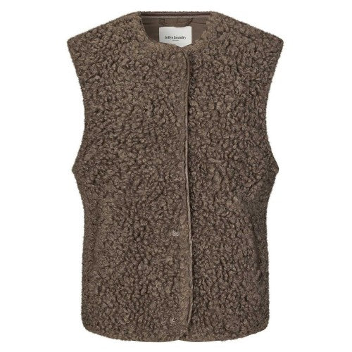 Front - Lollys Laundry Womens Ladies Teddy Fur Sleeveless Coat