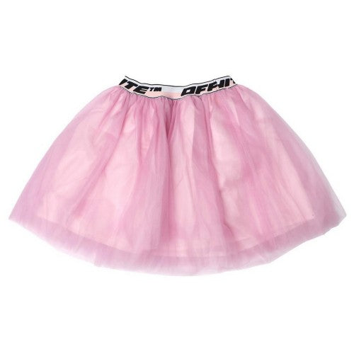 Front - Off White Girls Banded Tulle Logo Skirt