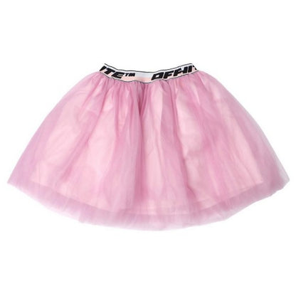 Front - Off White Girls Banded Tulle Logo Skirt