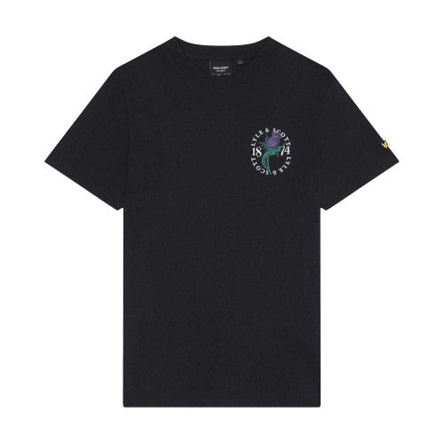 Front - Lyle & Scott Mens Thistle Back Print T-Shirt