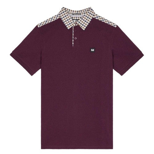 Front - Weekend Offender Mens Costa Checked Collar Polo Shirt