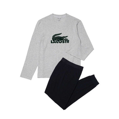Front - Lacoste Mens Fitted Long-Sleeved Pyjama Set
