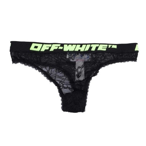 Front - Off White Womens/Ladies Lace Thong