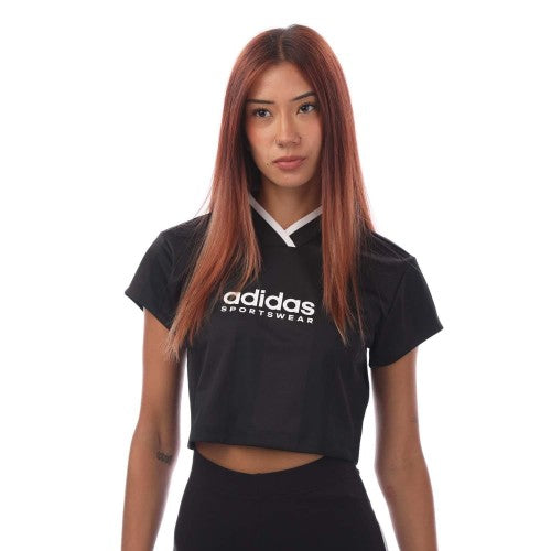 Front - Adidas Womens/Ladies Tiro Colour Block Crop T-Shirt