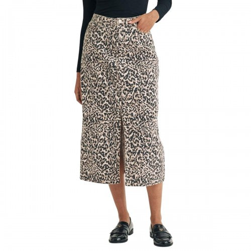 Front - Nobody´s Child Womens/Ladies Column Leopard Print Denim Midi Skirt