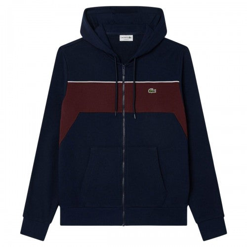 Front - Lacoste Mens Colour Block Full Zip Hoodie
