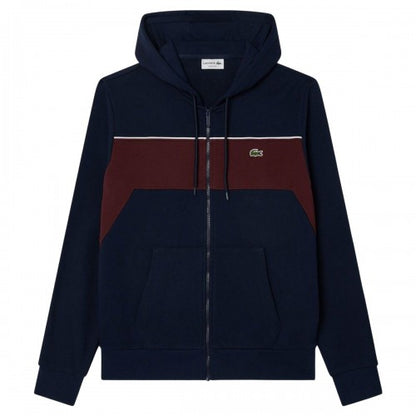 Front - Lacoste Mens Colour Block Full Zip Hoodie