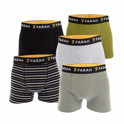 Front - Farah Mens Ronson Boxer Shorts (Pack of 5)