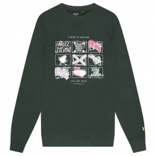 Front - Lyle & Scott Mens A Guide To Scotland Graphic Sweatshirt