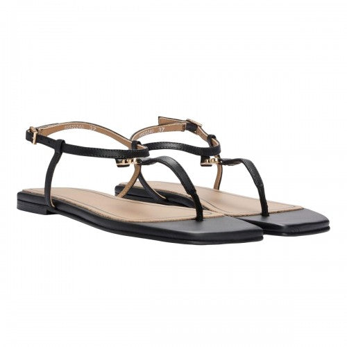 Front - Boss Womens/Ladies Rose Leather Thong Strap Sandals