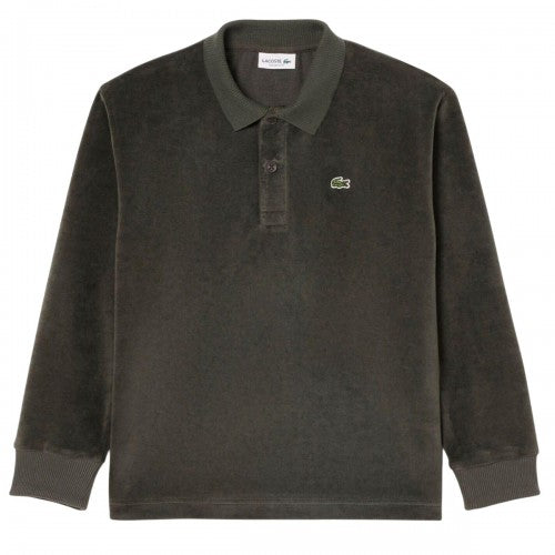 Front - Lacoste Childrens/Kids Velour Long-Sleeved Polo Shirt
