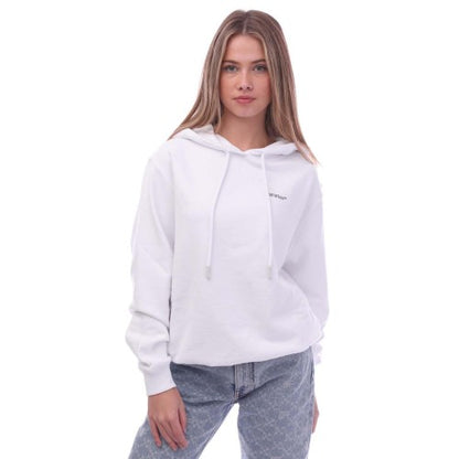 Front - Off White Womens/Ladies Floral Arrow Embroidered Regular Hoodie