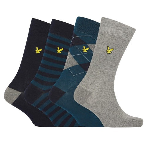 Front - Lyle & Scott Mens Logo Dress Socks (Pack of 4)