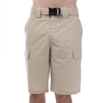 Front - Off White Mens Buckle Cargo Shorts