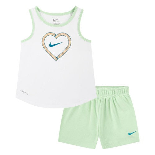 Front - Nike Girls Happy Camper Mesh Top & Bottom Set
