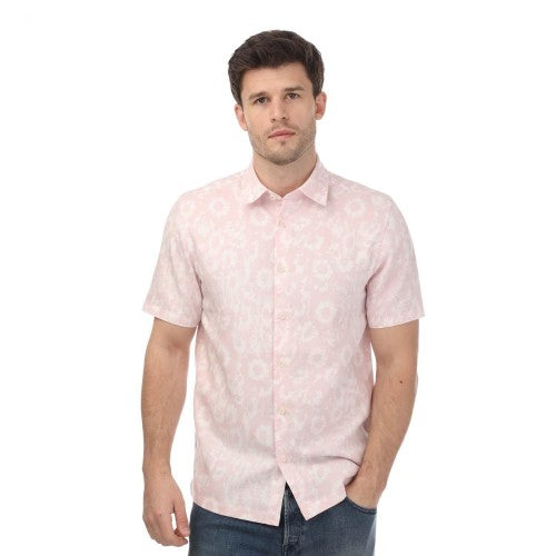 Front - Ted Baker Mens Flaisby Floral Linen Blend Short-Sleeved Shirt