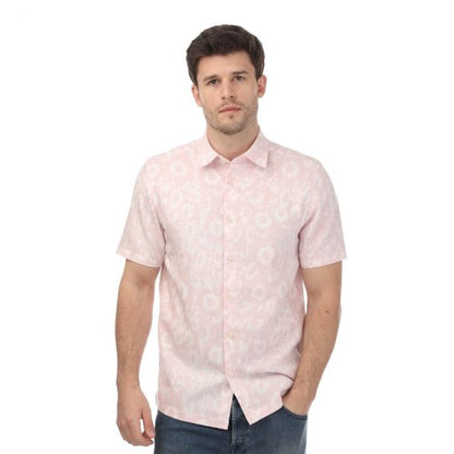 Front - Ted Baker Mens Flaisby Floral Linen Blend Short-Sleeved Shirt