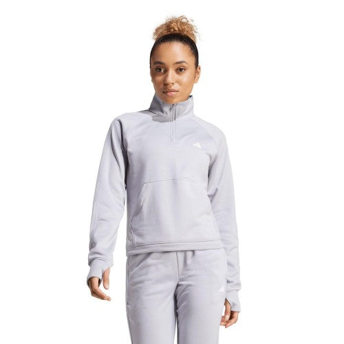 Front - Adidas Womens/Ladies Game & Go Aeroready Quarter Zip Fleece Top