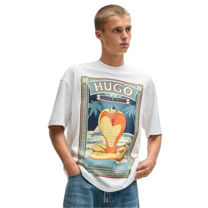 Front - Hugo Mens Dicobri Graphic Print T-Shirt