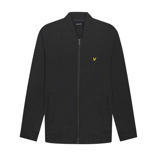 Front - Lyle & Scott Mens Jersey Loop Back Bomber Jacket