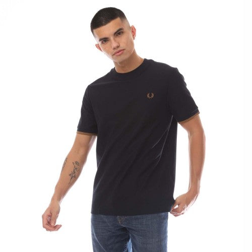Front - Fred Perry Mens Pique Tipped T-Shirt