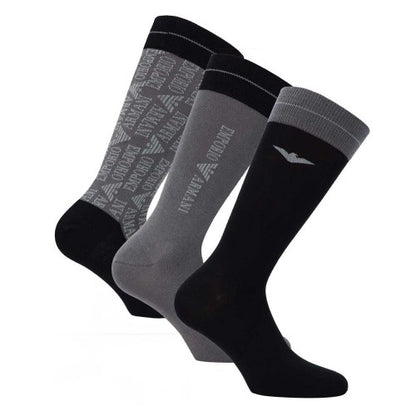 Front - Emporio Armani Mens Logo Jacquard Socks (Pack of 3)